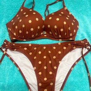 Shade & Shore Brown Polka Dot Bikini